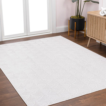 Porter Geometric Art Deco Fan Pattern High-low Area Rug